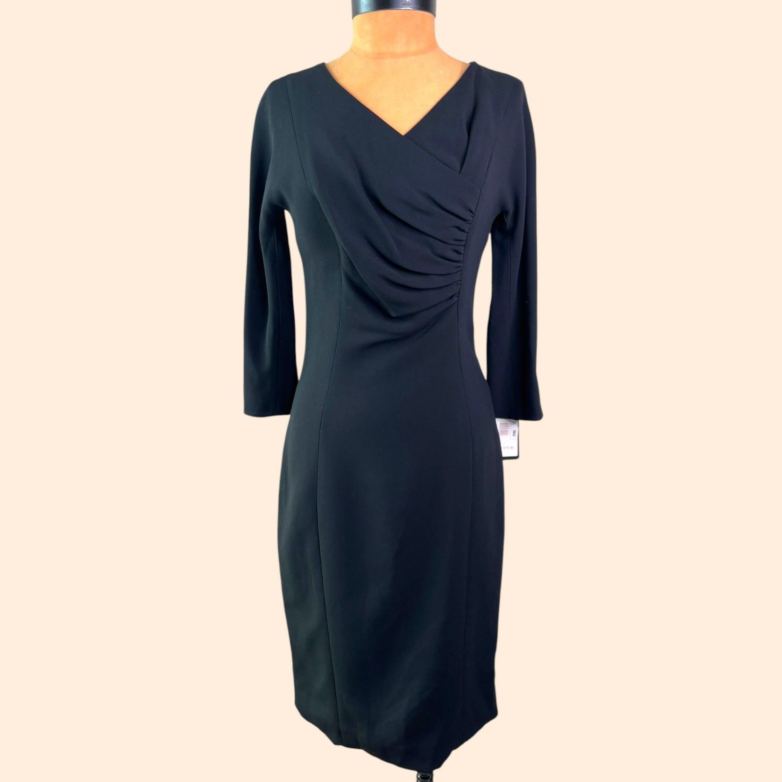 Dolce Gabbana Black Ruched Sheath Dress